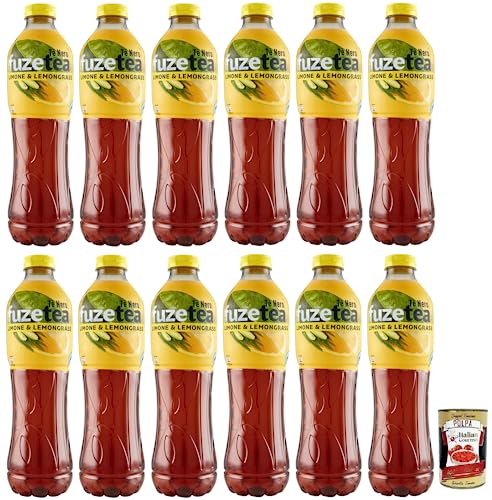 12x FUZE TEA Limone Eistee, Zitrone Schwarzer Tee mit einer Zitronengras Note,Erfrischungsgetränk,Alkoholfrei,Einweg-PET-Flasche 1,25Lt + Italian Gourmet Polpa di Pomodoro 400g Dose von Italian Gourmet E.R.