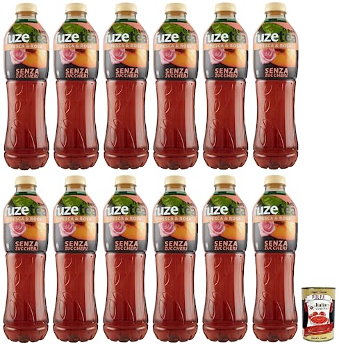 12x FUZE TEA Senza Zuccheri Pesca,Ohne Zucker Schwarzer Tee Pfirsich- und Rosen Eistee,Erfrischungsgetränk,Alkoholfrei,Einweg-PET-Flasche 1,25Lt + Italian Gourmet Polpa di Pomodoro 400g Dose von Italian Gourmet E.R.