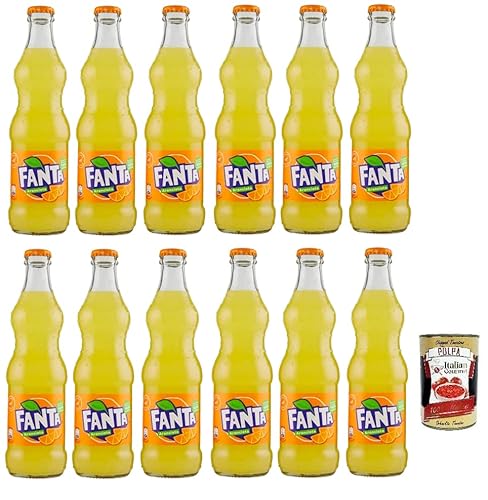 12x Fanta Aranciata Erfrischendes Getränk,Kohlensäurehaltiges Getränk mit Orangensaft,Einweg-Glasflasche 33cl + Italian Gourmet Polpa di Pomodoro 400g Dose von Italian Gourmet E.R.