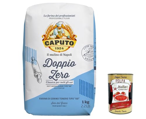 12x Farina Molino Caputo Doppio zero Classica, farina per Pizza Napoli Pizzamehl Pizza Mehl 1kg + Italian Gourmet polpa 400g von Italian Gourmet E.R.