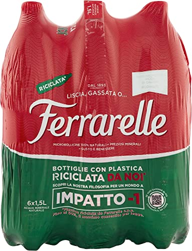 12x Ferrarelle Acqua Minerale Effervescente Naturale Mineralwasser sprudelnd natürliche PET 1,5Lt Italienisches Wasser von Italian Gourmet E.R.