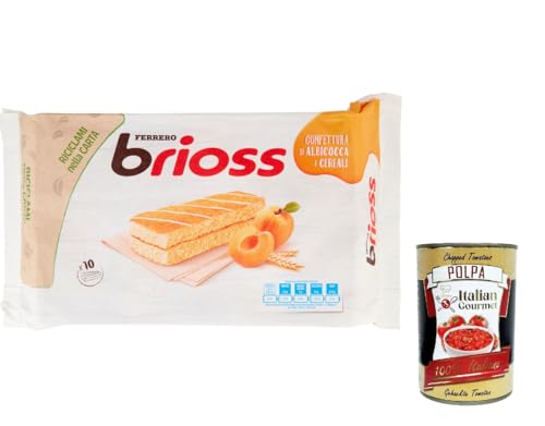 12x Ferrero Brioss Albicocca Aprikose, Apricot kuchen Packung mit 10 Snacks, 280 g + Italian Gourmet polpa 400g von Italian Gourmet E.R.