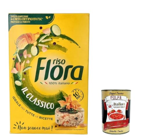 12x Flora Riso Classico, 100% italienischer Reis, Italian rice, 1000g + Italian Gourmet polpa 400g von Italian Gourmet E.R.