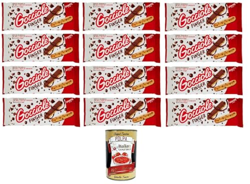 12x GOCCIOLE FINGER, Kekse mit Schokolade bedeckt, Feiner Mürbeteig mit vielen Schokoladenstückchen 120g + Italian Gourmet polpa 400g 12x GOCCIOLE FINGER, Kekse mit Schokolade bedeckt, Feiner Mürbeteig mit vielen Schokoladenstückchen 120g + Italian Gourmet polpa 400g von Italian Gourmet E.R.