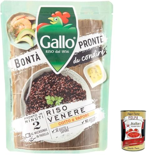 12x Gallo Riso Venere, Dampf gekocht, Schwarzer Reis In 2 Minuten bereit, Reis, um erfahren zu werden 250g + Italian Gourmet polpa 400g von Italian Gourmet E.R.