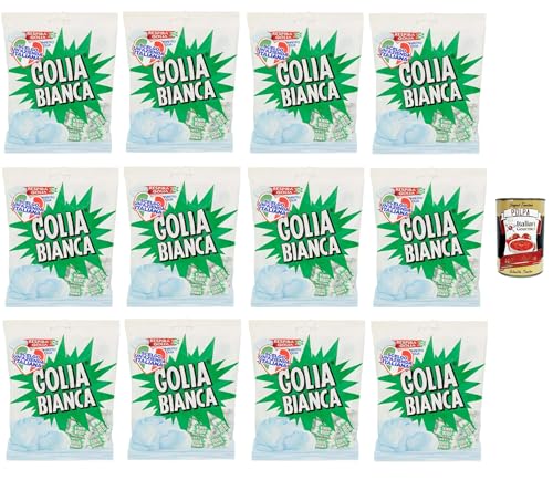 12x Golia Bianca Caramelle Dure Algusto Menta e Liquirizia, Harte Süßigkeiten für Minzgeschmack und Süßholz 180g + Italian Gourmet polpa 400g von Italian Gourmet E.R.