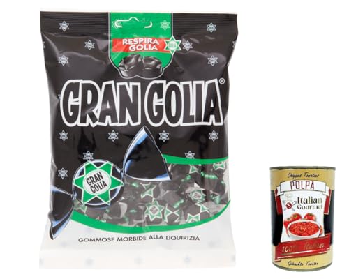 12x Golia Gran Golia Weiche Gummibonbons mit Lakritzgeschmack, Süßigkeiten 180 gr + Italian Gourmet polpa 400g von Italian Gourmet E.R.