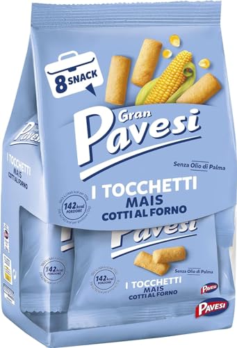 12x Gran Pavesi Snack Tocchetti, Snack Chunks, gebackene Maissnacks, ohne Palmöl – 8 Päckchen (256 g)+ Italian gourmet polpa 400g von Italian Gourmet E.R.