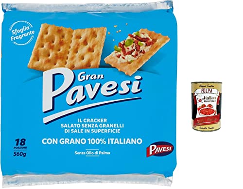 12x Gran Pavesi non salati Crackers ungesalzen 560g kekse gebäck + Italian gourmet polpa 400g von Italian Gourmet E.R.