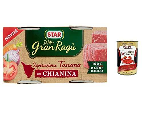 12x Il mio Gran ragù Star Ispirazione Toscana Mit Chianina-Rindfleisch tomatensauce 2x 100g sauce Tomatensuppe + Italian gourmet polpa 400g von Italian Gourmet E.R.