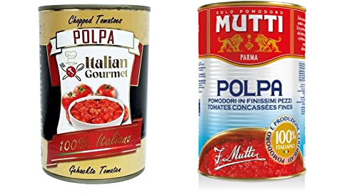 12x Italian Gourmet Polpa di pomodoro + 12x Mutti polpa Fein gehacktes Tomatenmark 24x 400g 12x Italian Gourmet Polpa di pomodoro + 12x Mutti polpa Fein gehacktes Tomatenmark 24x 400g von Italian Gourmet E.R.