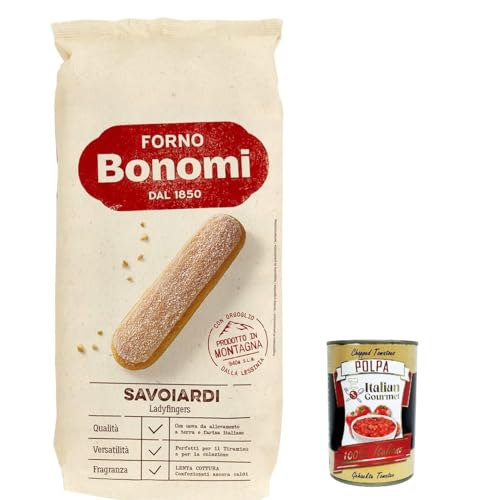 12x Italienische Löffelbiskuits, Savoiardi, Ladyfingers, für Tiramisu, biscuits cookies kekse 400g + Italian Gourmet polpa 400g von Italian Gourmet E.R.