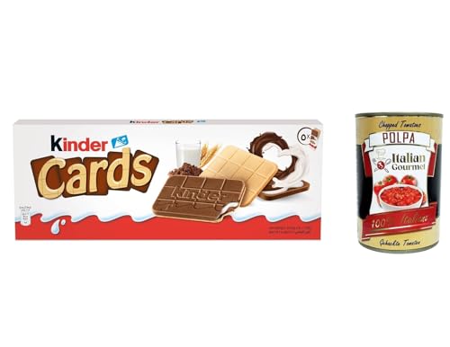 12x Kinder Cards Waffel mit scholokade schoko riegel 5 Stück kekse waffel 128 g + Italian Gourmet polpa 400g von Italian Gourmet E.R.