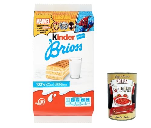 12x Kinder Ferrero Brioss Kuchen mit Milch italienisch classic Frühstück brioche kekse 10x30g + Italian Gourmet polpa 400g von Italian Gourmet E.R.