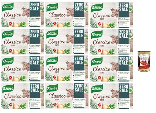 12x Knorr Dado Classico Zero Sale, Brühwürfel mit Gemüse und Rindfleisch aus nachhaltiger Forstwirtschaft, salzfrei, glutenfrei, laktosefrei, ohne Farbstoffe + Italian Gourmet polpa 400g 12x Knorr Dado Classico Zero Sale, Brühwürfel mit Gemüse und Rindfleisch aus nachhaltiger Forstwirtschaft, salzfrei, glutenfrei, laktosefrei, ohne Farbstoffe + Italian Gourmet polpa 400g von Italian Gourmet E.R.