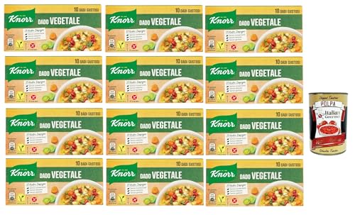 12x Knorr Dado Vegetale, dado brodo Suppen würfel Brühe 10 pz, Nachhaltige Gemüsebrühe, glutenfrei, Laktose und Konservierungsmittel, für Suppen, Gemüsebrühwürfel + Italian Gourmet polpa 400g 12x Knorr Dado Vegetale, dado brodo Suppen würfel Brühe 10 pz, Nachhaltige Gemüsebrühe, glutenfrei, Laktose und Konservierungsmittel, für Suppen, Gemüsebrühwürfel + Italian Gourmet polpa 400g von Italian Gourmet E.R.