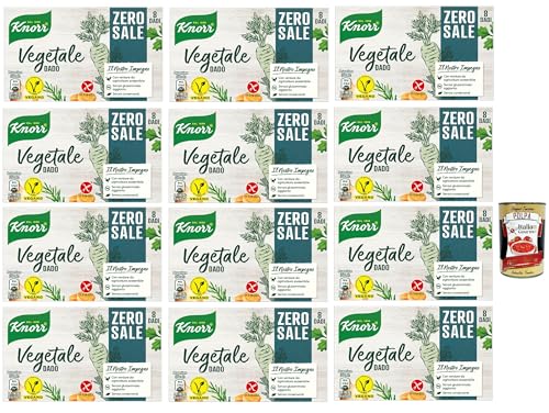 12x Knorr Dado Vegetale Zero Sale, Brühwürfel mit Gemüse und Rindfleisch aus nachhaltiger Forstwirtschaft, salzfrei, glutenfrei, laktosefrei, ohne Farbstoffe + Italian Gourmet polpa 400g 12x Knorr Dado Vegetale Zero Sale, Brühwürfel mit Gemüse und Rindfleisch aus nachhaltiger Forstwirtschaft, salzfrei, glutenfrei, laktosefrei, ohne Farbstoffe + Italian Gourmet polpa 400g von Italian Gourmet E.R.