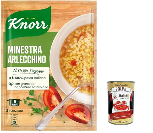 12x Knorr Minestra Arlecchino, Mit 100% italienischen Pasta, Ohne Farbstoffe und Reserves hinzugefügt 68g + Italian gourmet polpa 400g von Italian Gourmet E.R.