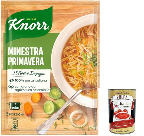12x Knorr Minestra Primavera, Mit 100% italienischen Pasta, Ohne Farbstoffe und Reserves hinzugefügt 61g + Italian gourmet polpa 400g von Italian Gourmet E.R.
