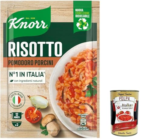 12x Knorr Risotto Pomodoro e Funghi, Tomaten- und Pilz -Risotto, fertiggerichte mit natürlichen Zutaten, 100% italienischer Reis, 175g + Italian gourmet polpa 400g von Italian Gourmet E.R.