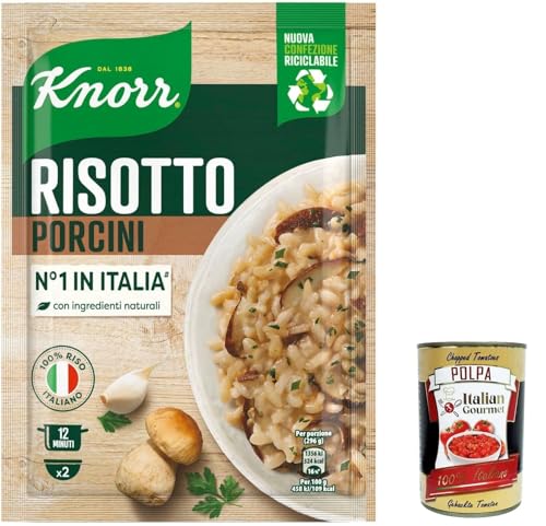 12x Knorr Risotto funghi porcini, Risotto mit Porcini -Pilze, fertiggerichte mit natürlichen Zutaten, 100% italienischer Reis, 175g + Italian gourmet polpa 400g von Italian Gourmet E.R.