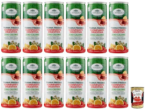 12x L' Angelica Sgonfiante Digestiva,Kalter Kräutertee, Geschmack von Zitrone, Ingwer und Erdbeere,Verdauungsentlastung, kalorienfrei,Einwegdose 240ml + Italian Gourmet Polpa di Pomodoro 400g Dose 12x L' Angelica Sgonfiante Digestiva,Kalter Kräutertee, Geschmack von Zitrone, Ingwer und Erdbeere,Verdauungsentlastung, kalorienfrei,Einwegdose 240ml + Italian Gourmet Polpa di Pomodoro 400g Dose von Italian Gourmet E.R.
