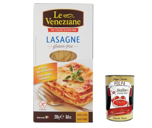 12x Le veneziane lasagne senza glutine,lasagne gluten free, Pasta nudeln glutenfrei 250g + Italian Gourmet polpa 400g von Italian Gourmet E.R.