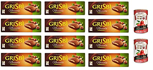 12x Matilde Vicenzi Grisbì alla Nocciola Klassischer Schokoladenkeks Süße Snacks 150g + Italian Gourmet 100% italienische geschälte Tomaten dosen 2x 400g von Italian Gourmet E.R.