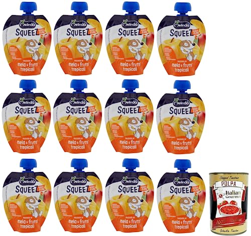 12x Melinda Mela & Frutti Tropicali Squeez 100% Frucht,Apfel- und Tropisches Fruchtpüree,Obst zum Auspressen,90g + Italian Gourmet Polpa di Pomodoro 400g Dose 12x Melinda Mela & Frutti Tropicali Squeez 100% Frucht,Apfel- und Tropisches Fruchtpüree,Obst zum Auspressen,90g + Italian Gourmet Polpa di Pomodoro 400g Dose von Italian Gourmet E.R.