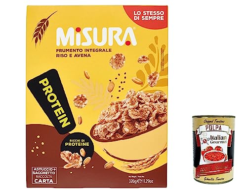12x Misura Cereal Multigrain Protein Vollkornflocken, Reis und Hafer – reich an Proteinen und Ballaststoffen, 320 g + italian Gourmet polpa 400g von Italian Gourmet E.R.