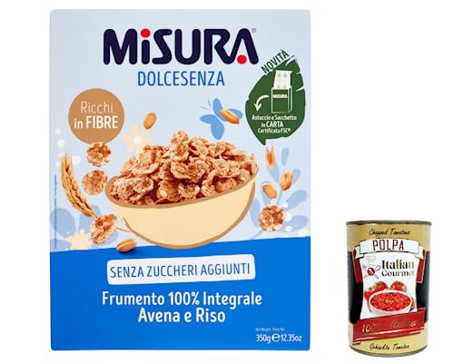12x Misura Cereali Integrali Fiocchi di Frumento Dolcesenza 100 % Vollkorn-Haferflocken und Reis ohne Zuckerzusatz, 350 g + Italian Gourmet polpa 400g 12x Misura Cereali Integrali Fiocchi di Frumento Dolcesenza 100 % Vollkorn-Haferflocken und Reis ohne Zuckerzusatz, 350 g + Italian Gourmet polpa 400g von Italian Gourmet E.R.