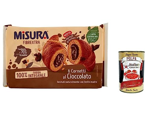 12x Misura Cornetti Fibrextra Cioccolato Schokolade Croissants, 100 % Vollkornmehl 300 g + Italian Gourmet polpa 400g von Italian Gourmet E.R.