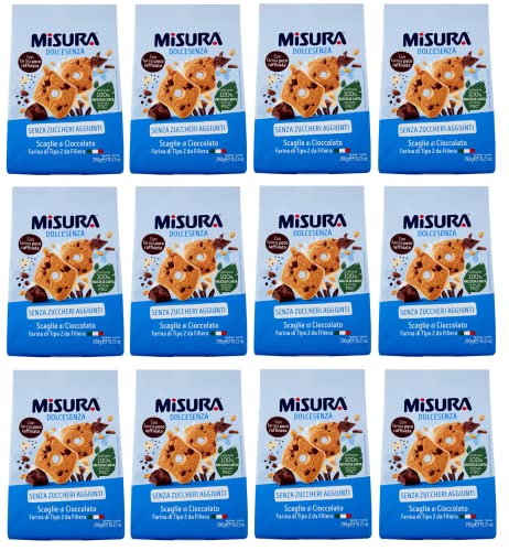 12x Misura Dolcesenza Biscotti con Scaglie di Cioccolato Kekse mit Schokoladenstückchen Ohne Zuckerzusatz Packung mit 290g + Italian Gourmet Polpa di Pomodoro 400g Dose von Italian Gourmet E.R.