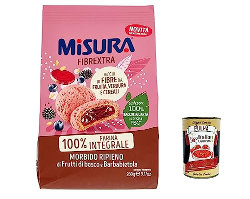 12x Misura Frollino Integrale Fibrextra Vollkorn Mürbeteig mit Waldbeeren- und Rote-Bete-Füllung, 100 % Vollkornmehl, 260 g+ Italian Gourmet polpa 400g von Italian Gourmet E.R.