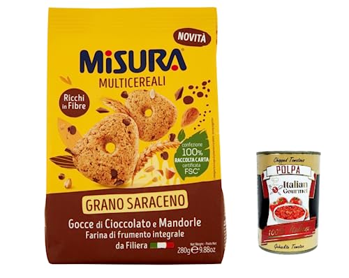 12x Misura Multicereali kekse Buchweizen Mehrkornkekse mit Schokoladenstückchen und Mandeln 280 g+ Italian gourmet polpa 400g von Italian Gourmet E.R.