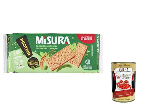 12x Misura Protein Crackers con Soia Voller pflanzlicher Protein, italienisches Mehl 400 g + Italian Gourmet polpa 400g von Italian Gourmet E.R.