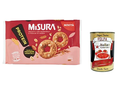 12x Misura Protein Kekse mit Mandeln und Haferflocken, Reich an pflanzlichen Proteinen, Mehl aus der italienischen Lieferkette, biscuits cookies 260g + italian Gourmet polpa 400g von Italian Gourmet E.R.