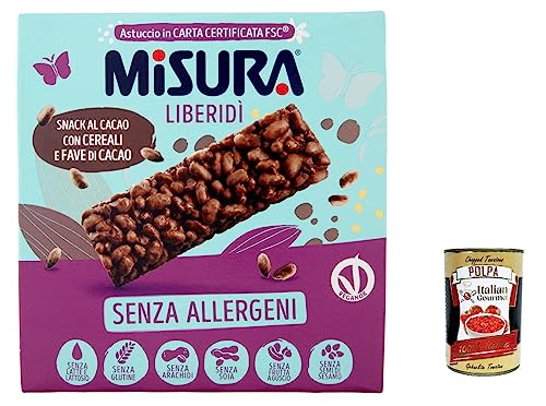 12x Misura Snack Liberidì Kakao-Snack mit Getreide und Kakaobohnen, allergenfrei, 63 g + Italian Gourme tpolpa 400g von Italian Gourmet E.R.