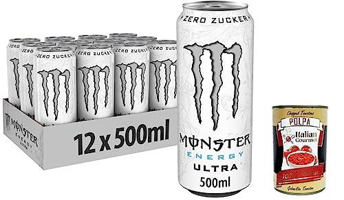 12x Monster Energy Ultra White - koffeinhaltiger Energy Drink mit sanftem Zitrus-Geschmack - ohne Zucker und ohne Kalorien 500ml + Italian Gourmet polpa 400g von Italian Gourmet E.R.