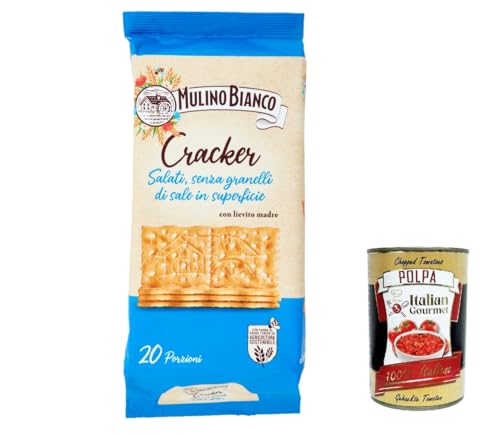 12x Mulino Bianco Barilla Crackers Cracker non salati mit reduziertem Salzgehalt 500g herzhafter Snack kekse aus Italien + Italian gourmet polpa 400g von Italian Gourmet E.R.