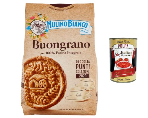 12x Mulino Bianco Buongrano Kekse mit knusprigem Dinkelvollkorn, 100 % Vollkornmehl, 350g + Italian gourmet polpa 400g von Italian Gourmet E.R.