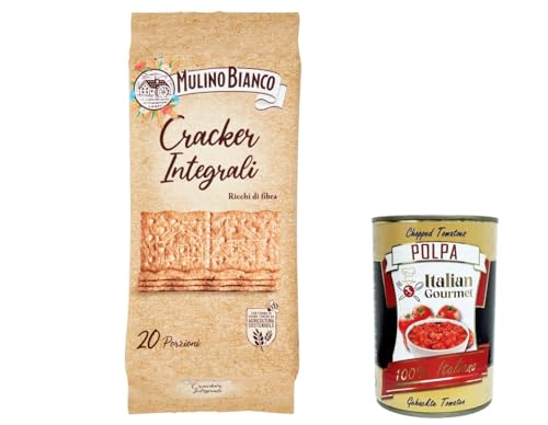 12x Mulino Bianco Crackers integrali 100% vollkorn Salzgebäck kekse 500g gesalzen, reich an Ballaststoffen + Italian Gourmet polpa 400g von Italian Gourmet E.R.