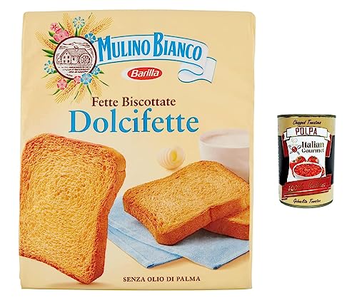 12x Mulino Bianco Fette biscottate Dolcifette 315g Zwieback Kekse + Italian Gourmet polpa 400g von Italian Gourmet E.R.