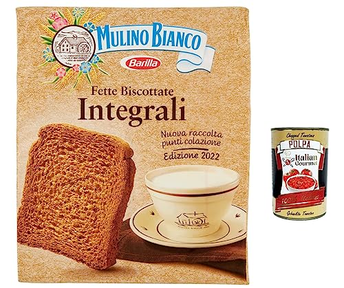 12x Mulino Bianco Fette biscottate Le Integrali 315g Vollkorn Zwieback Kekse + Italian Gourmet polpa 400g von Italian Gourmet E.R.