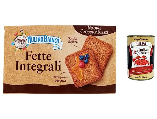 12x Mulino Bianco Fette biscottate Le Integrali 630g Vollkorn Zwieback Kekse + Italian Gourmet polpa 400g von Italian Gourmet E.R.