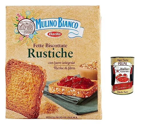 12x Mulino Bianco Fette biscottate Le Rustiche 315g Zwieback Kekse + Italian Gourmet polpa 400g von Italian Gourmet E.R.