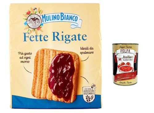 12x Mulino Bianco Fette biscottate Le fette rigate 315 g Zwieback Kekse + Italian Gourmet polpa 400g von Italian Gourmet E.R.