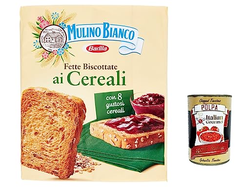 12x Mulino Bianco Fette biscottate ai cereali 315g Getreide Zwieback Kekse + Italian Gourmet polpa 400g von Italian Gourmet E.R.