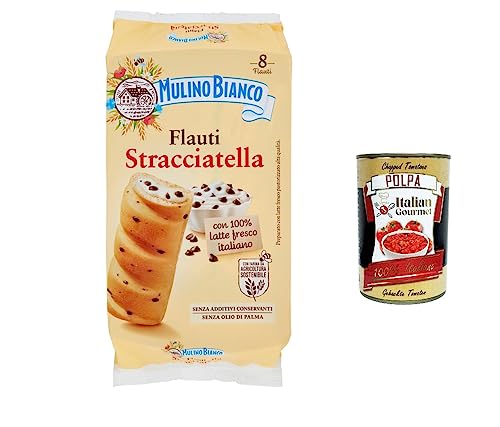 12x Mulino Bianco Flauti Stracciatella Kuchen Snack mit 100 % frischer italienischer Milch 280 g + Italian gourmet polpa 400g von Italian Gourmet E.R.