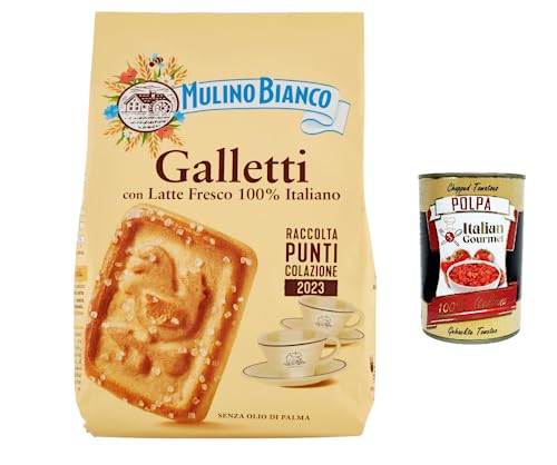 12x Mulino Bianco Galletti Kekse mit 100 % italienischer Frischmilch 350 g Biscuits cookie + Italian gourmet polpa 400g von Italian Gourmet E.R.